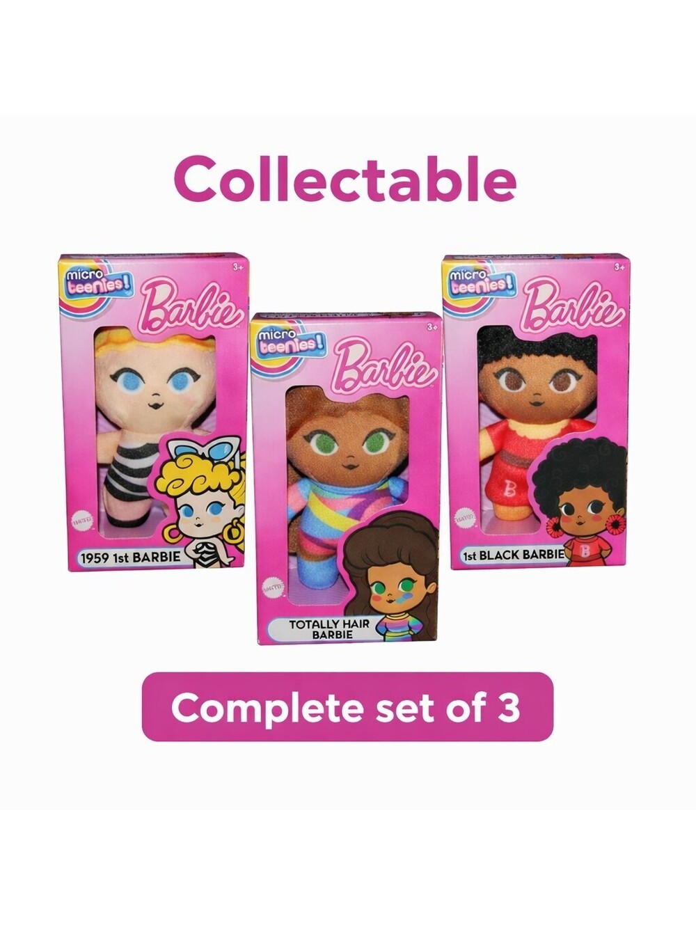 Barbie Micro Teenies Plush Set of 3 1959 First Black Totally Hair NEW Sealed